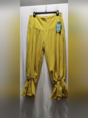 Oh My Gauze! NWT Wide-Leg Yellow Drawstring Hem Pants